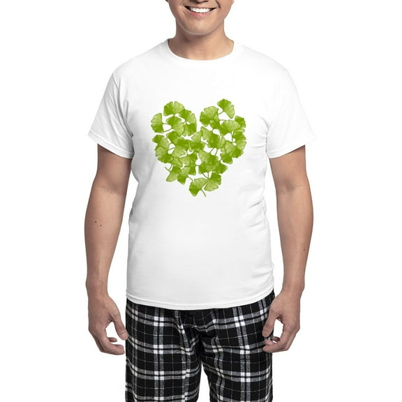 CafePress - Ginkgo Leaf Heart Men's Light Pajamas - Men's Light Loose Fit Cotton Pajama Set