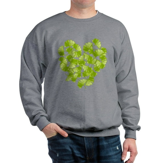 CafePress - Ginkgo Leaf Heart Sweatshirt - Crew Neck Sweatshirt