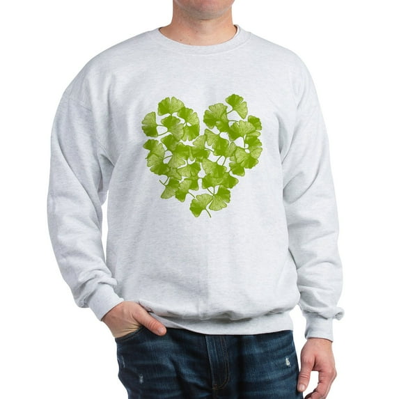CafePress - Ginkgo Leaf Heart Sweatshirt - Crew Neck Sweatshirt