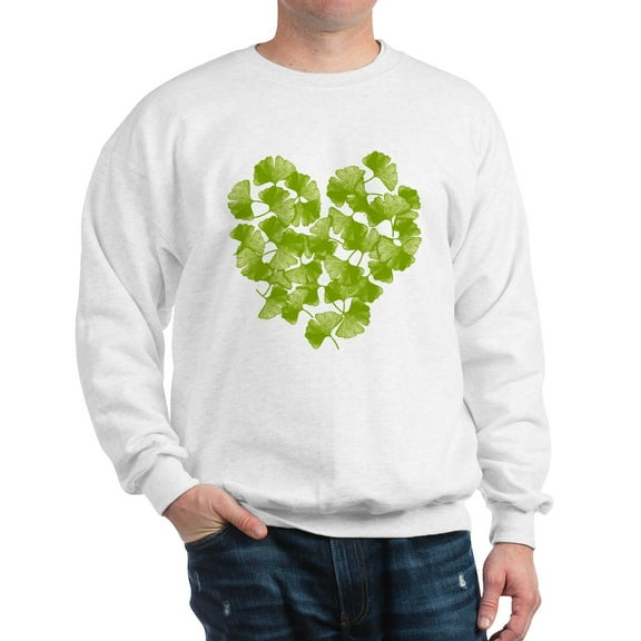 CafePress - Ginkgo Leaf Heart Sweatshirt - Crew Neck Sweatshirt