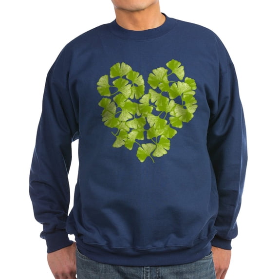 CafePress - Ginkgo Leaf Heart Sweatshirt (Dark) - Classic Crew Neck Sweatshirt