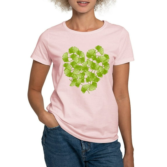 CafePress - Ginkgo Leaf Heart Women's Light T Shirt - Women's Classic T-Shirt