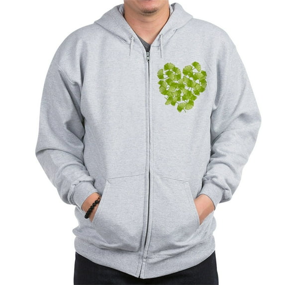 CafePress - Ginkgo Leaf Heart Zip Hoodie - Zip Hoodie, Classic Hooded Sweatshirt with Metal Zipper