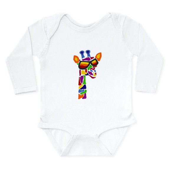 CafePress - Giraffe In Sunglasses Body Suit - Long Sleeve Cotton Baby Bodysuit