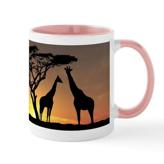 CafePress - Giraffes In The Sunset Mugs - 11 oz Ceramic Mug - Novelty Coffee Tea Cup