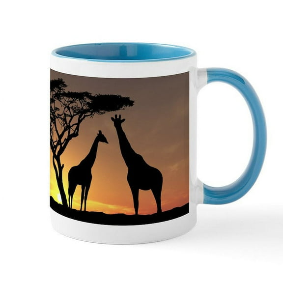 CafePress - Giraffes In The Sunset Mugs - 11 oz Ceramic Mug - Novelty Coffee Tea Cup