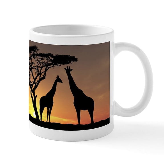 CafePress - Giraffes In The Sunset Mugs - 11 oz Ceramic Mug - Novelty Coffee Tea Cup