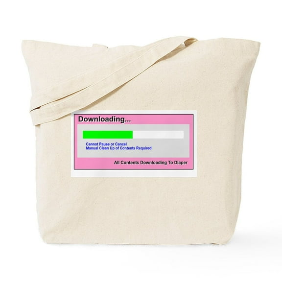 CafePress - Girl Downloading In Diaper Tote Bag - Unisex Canvas Tote Bag, Beige, 1-Piece