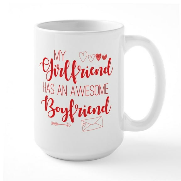 CafePress - Girlfriend Has Awesome Boyfriend Large Mug - 15 oz Ceramic Large White Novelty Mug