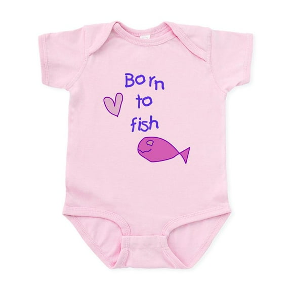 CafePress - Girls Born To Fish Body Suit - Baby Light Bodysuit, Size Newborn - 24 Months