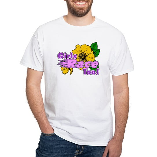 CafePress - Girls Race Too White T Shirt - Men's Classic Cotton T-Shirts
