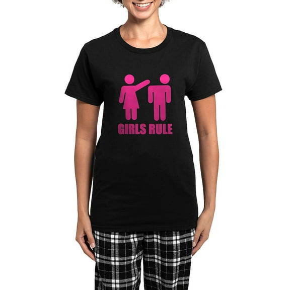CafePress - Girls Rule Women's Dark Pajamas - Women's Short Sleeve Print T-Shirt and Pants Dark Cotton Pajama Set