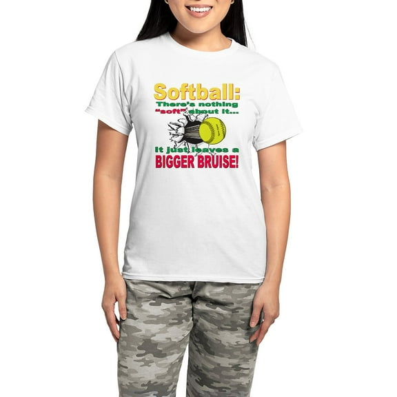 CafePress - Girls Softball Women's Light Pajamas - Women's Short Sleeve Print T-Shirt and Pants Light Cotton Pajama Set
