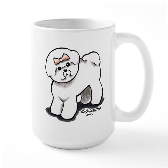 CafePress - Girly Bichon Frise Large Mug - 15 oz Ceramic Large White Novelty Mug