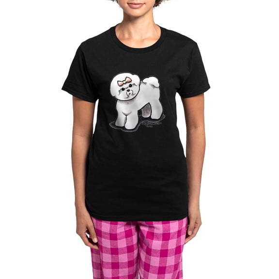 CafePress - Girly Bichon Frise Women's Dark Pajamas - Women's Short Sleeve Print T-Shirt and Pants Dark Cotton Pajama Set