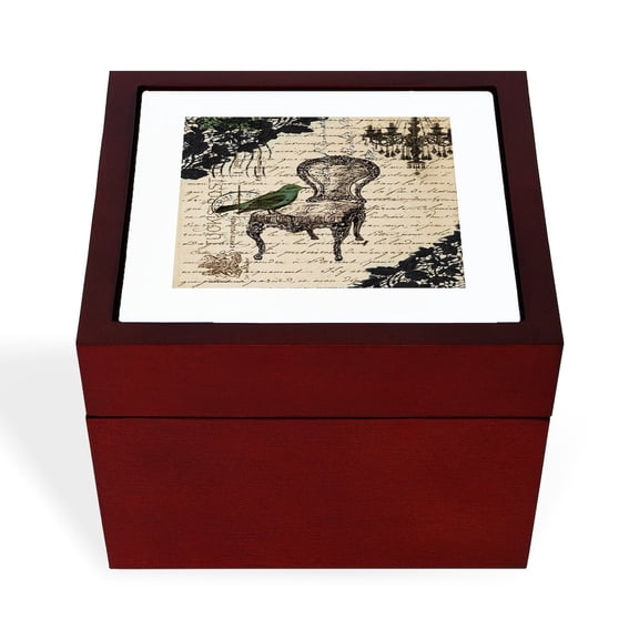 CafePress - Girly Chandelier Vintage Paris - Keepsake Box, Finished Hardwood Jewelry Box, Velvet Lined Memento Box