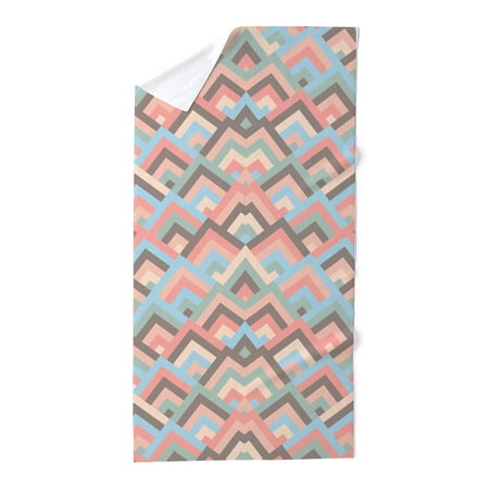 CafePress - Girly Earth Zigzag Symmetric Peeks Pat - Large Beach Towel, Soft 30"x60" Towel with Unique Design