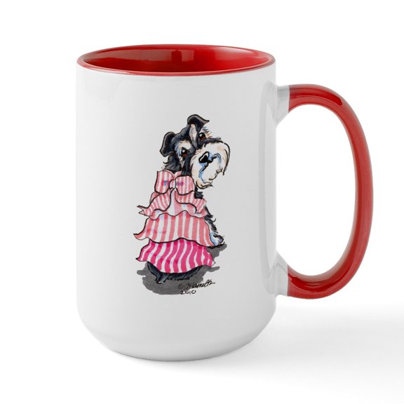 CafePress - Girly Schnauzer Large Mug - 15 oz Ceramic Large White Novelty Mug