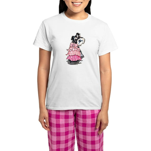 CafePress - Girly Schnauzer Women's Light Pajamas - Women's Short Sleeve Print T-Shirt and Pants Light Cotton Pajama Set