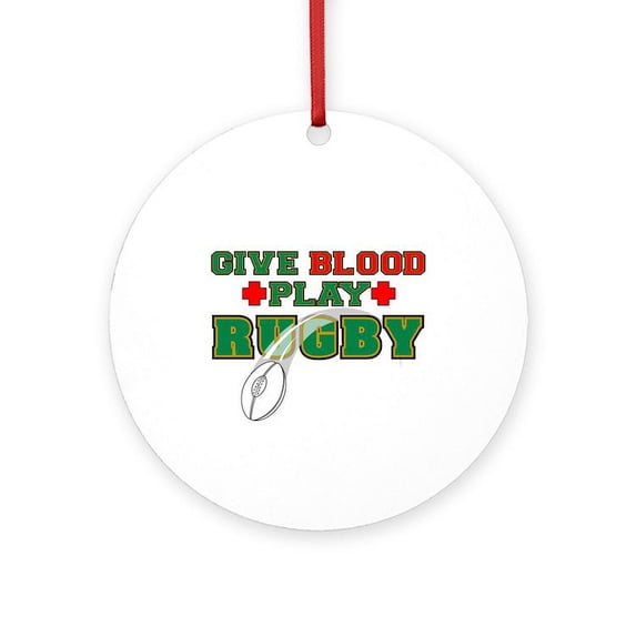 CafePress - Give Blood, Play Rugby - Round Wood Ornament 4"