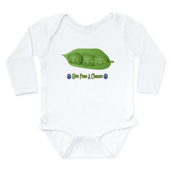 CafePress - Give Peas A Chance Body Suit - Long Sleeve Cotton Baby Bodysuit