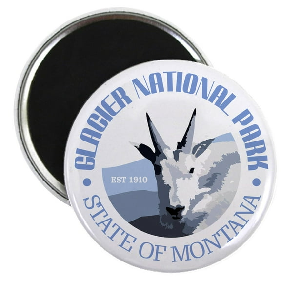 CafePress - Glacier National Park (Goat) Magnets - 2.25" Round Magnet, Refrigerator Magnet, Button Magnet Style