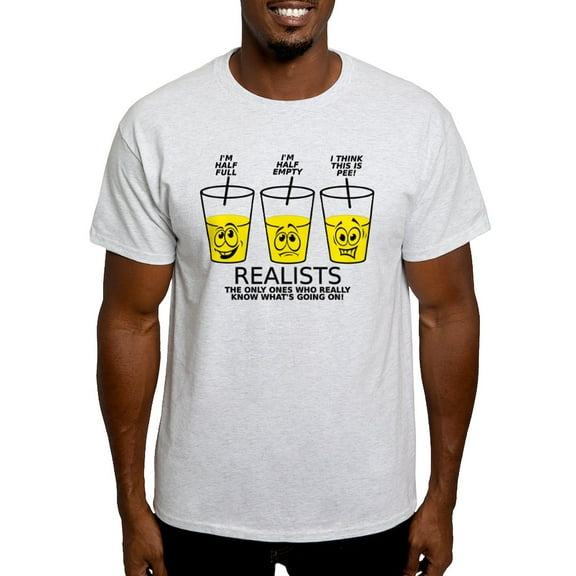 CafePress - Glass Half Full Empty Pee Funny T Shirt T Shirt - Light T-Shirt - CP