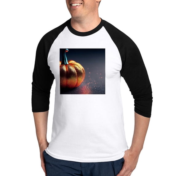 CafePress - Glitter Pumpkin - Cotton Baseball Jersey, 3/4 Raglan Sleeve Shirt