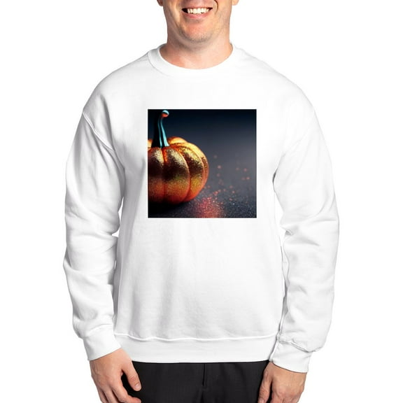 CafePress - Glitter Pumpkin - Crew Neck Sweatshirt