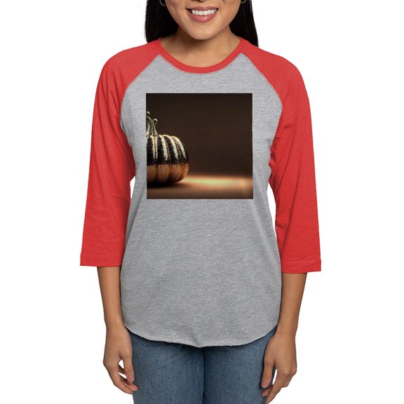 CafePress - Glitter Pumpkin Women's Baseball T Shirt - Womens Baseball Tee