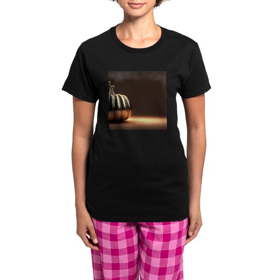 CafePress - Glitter Pumpkin - Women's Short Sleeve Print T-Shirt and Pants Dark Cotton Pajama Set