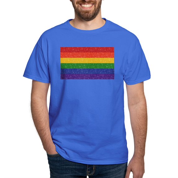 CafePress - Glitter Rainbow Pride Flag Dark T Shirt - Men's Classic Graphic Cotton T-Shirt