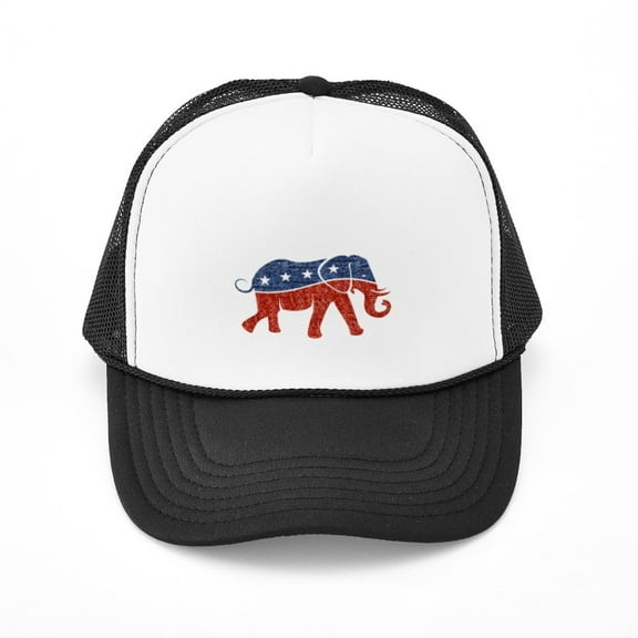 CafePress - Glitter Republican Elephant - Adjustable Unisex Printed Trucker Hat with Mesh Back