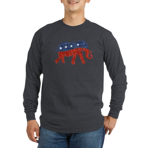 CafePress - Glitter Republican Elephant Long Sleeve T Shirt - Long Sleeve Dark T-Shirt