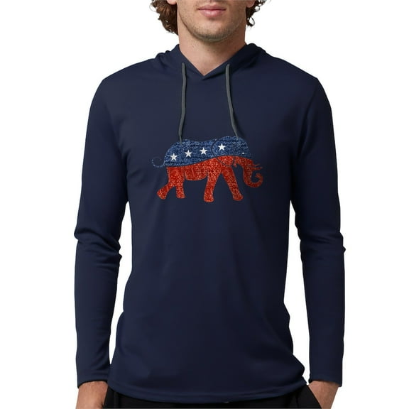 CafePress - Glitter Republican Elephant Long Sleeve T Shirt - Mens Hooded Shirt