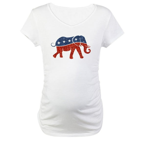 CafePress - Glitter Republican Elephant Maternity T Shirt - Cotton Maternity T-shirt, Cute & Funny Pregnancy Tee
