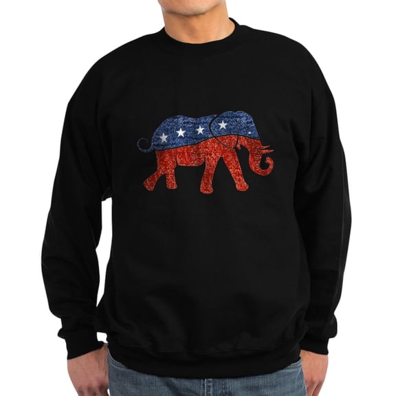 CafePress - Glitter Republican Elephant Sweatshirt (Dark) - Classic Crew Neck Sweatshirt