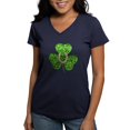thumbnail image 1 of CafePress - Glitter Shamrock And Horseshoe T Shirt - Women's V-Neck Dark T-Shirt, 1 of 4