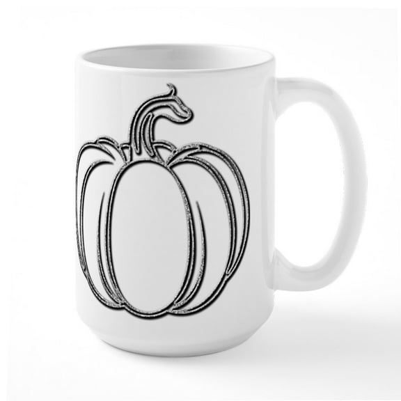 CafePress - Glittery Pumpkin - 15 oz Ceramic Large White Novelty Mug
