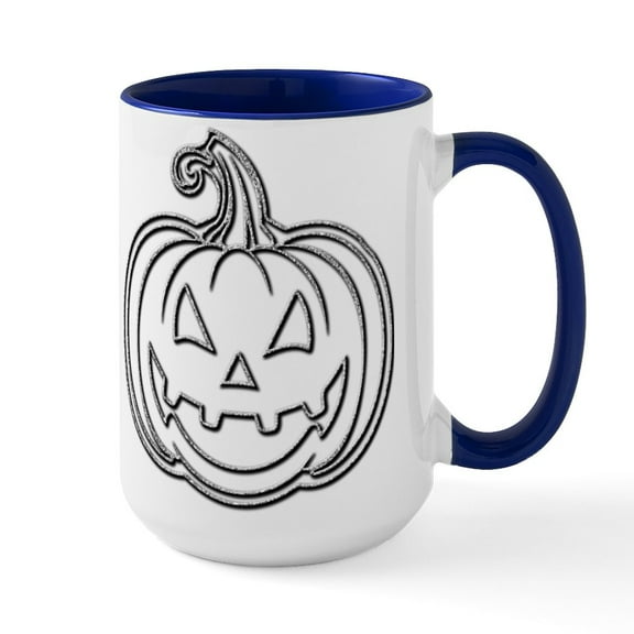 CafePress - Glittery Pumpkin - 15 oz Ceramic Large White Novelty Mug