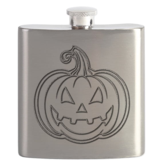 CafePress - Glittery Pumpkin - Stainless Steel Flask, 6oz Drinking Flask