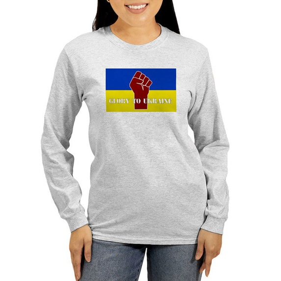 CafePress - Glory To Ukraine Long Sleeve T Shirt - Women's Long Sleeve Graphic Casual T-Shirt