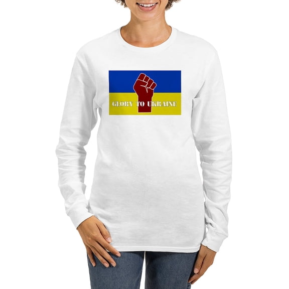 CafePress - Glory To Ukraine Long Sleeve T Shirt - Women's Long Sleeve Graphic Casual T-Shirt