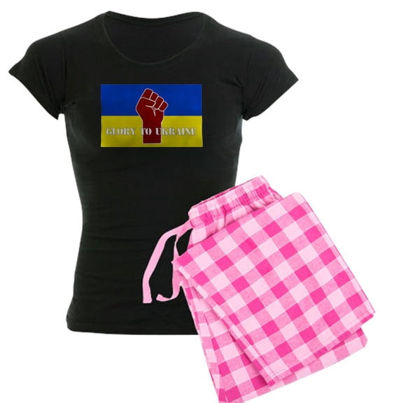 CafePress - Glory To Ukraine Pajamas - Women's Short Sleeve Print T-Shirt and Pants Dark Cotton Pajama Set