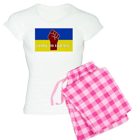 CafePress - Glory To Ukraine Pajamas - Women's Short Sleeve Print T-Shirt and Pants Light Cotton Pajama Set