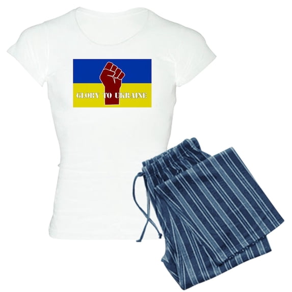 CafePress - Glory To Ukraine Pajamas - Women's Short Sleeve Print T-Shirt and Pants Light Cotton Pajama Set