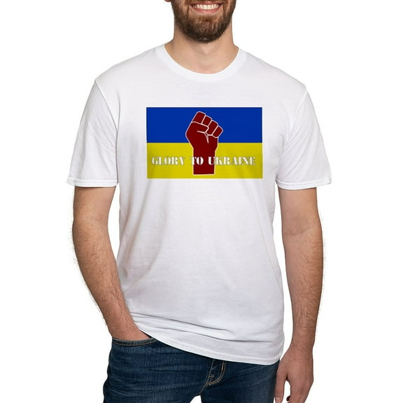 CafePress - Glory To Ukraine T Shirt - Fitted T-Shirt, Vintage Fit Soft Cotton Tee