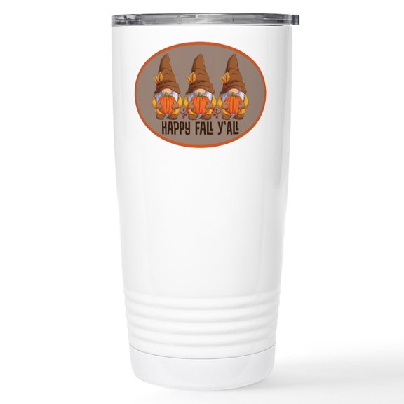 CafePress - Gnome Happy Fall Mugs - Insulated Stainless Steel Travel Tumbler 20 oz.