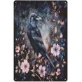 thumbnail image 1 of Gothic Raven Crow Flower Halloween Metal Tin Sign Funny Hanging Pictures Vintage And Retro Signs for Decorations for Man Cave Wall 8x12 Inch, 1 of 8