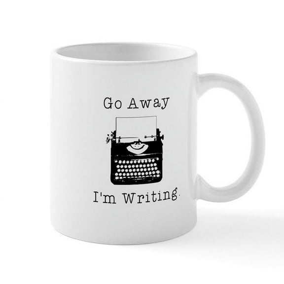 CafePress - Go Away I'm Writing Mug - 11 oz Ceramic Mug - Novelty Coffee Tea Cup